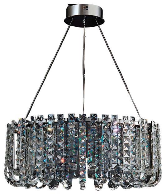 Cagnano Amiterno | Posh Large LED Crystal Pendant Chandelier, 1 Layer Large -Dia39.4", Cool LightBy Miron Demid LLC