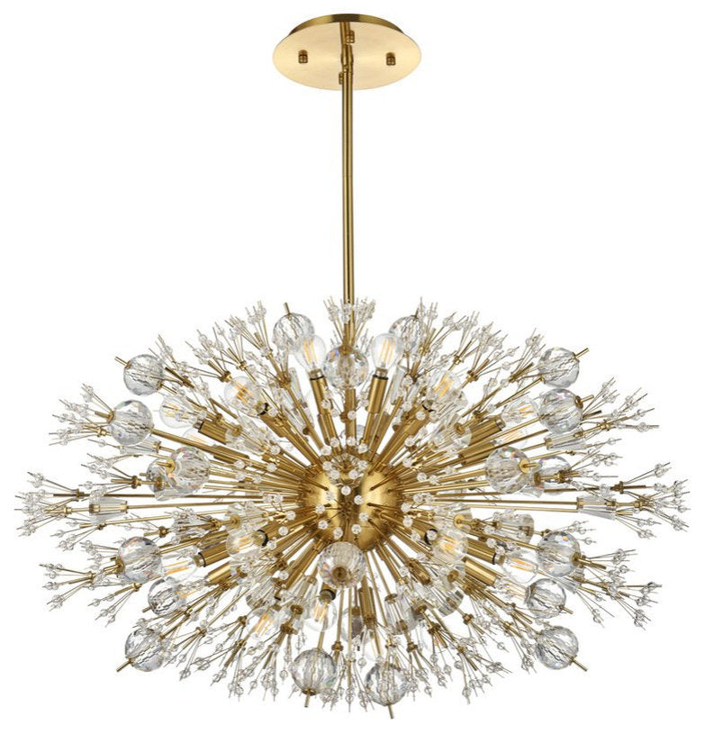 Elegant Lighting 2500D36SG Vera 36 inch crystal starburst oval pendant in goldBy Elegant Furniture & Lighting