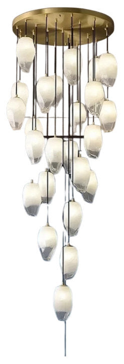 Frost Glass Pendant Foyer Chandelier, 10 LightsBy Morsale.com