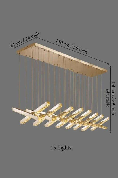 Stylish Crystal LED Chandelier, Gold, 15 Lights, Non-Dimmable, Warm LightBy Miron Demid LLC
