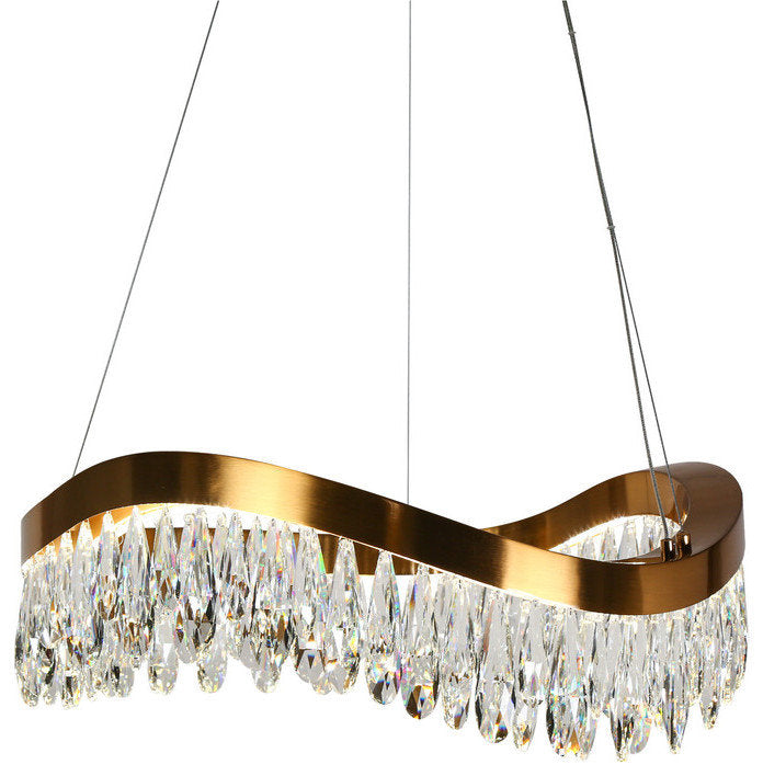 LNC Broderick 1-Light 25.6" Modern Empire Crystal LED Chandelier, BrassBy LNC