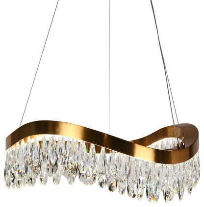 LNC Broderick 1-Light 25.6" Modern Empire Crystal LED Chandelier, BrassBy LNC