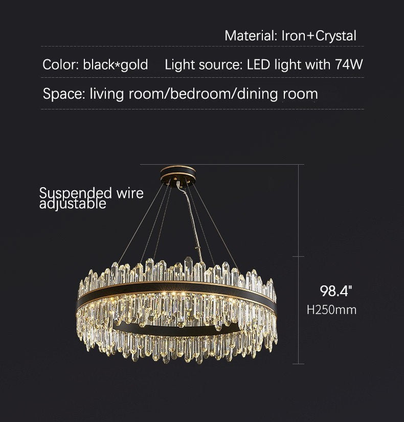 Ingria | Modern Ring LED Crystal Chandelier for Living Room, Dining Room, Dia31.4"By Miron Demid LLC