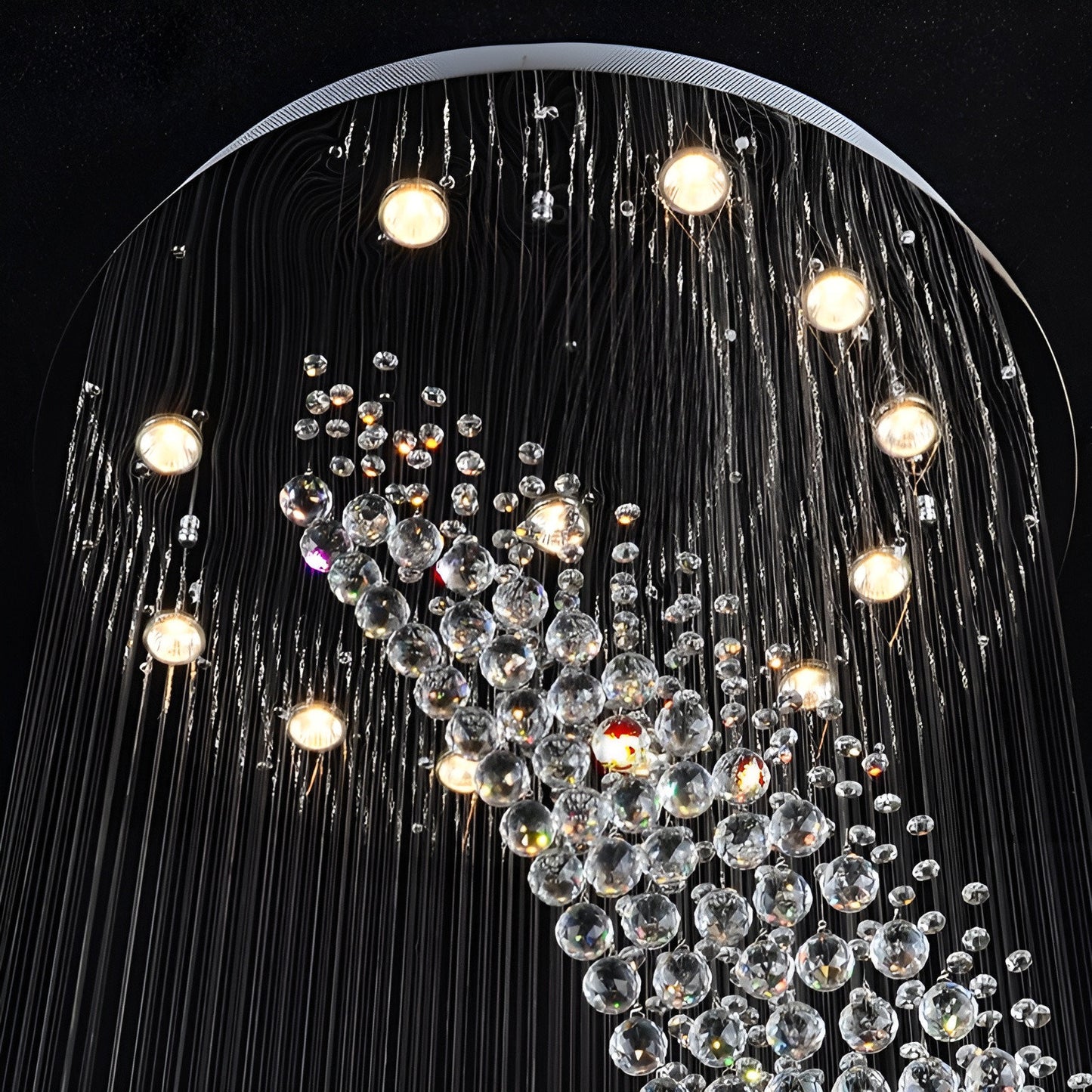 La Turbie | Duplex Spiral Moon Staircase Crystal Chandelier, 31.5"By Miron Demid LLC