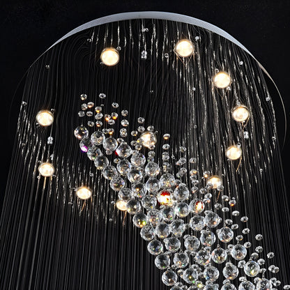 La Turbie | Duplex Spiral Moon Staircase Crystal Chandelier, 31.5"By Miron Demid LLC