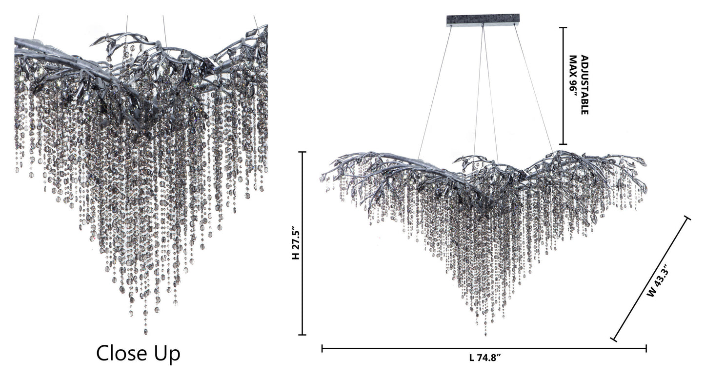 Gold Crystal Branch Chandelier With Champagne Crystals, SilverBy Design Living