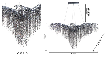 Gold Crystal Branch Chandelier With Champagne Crystals, SilverBy Design Living