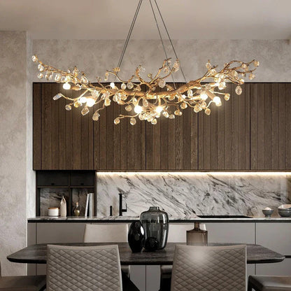 Albero Copper & Natural Crystal Stone ChandelierBy Morsale.com