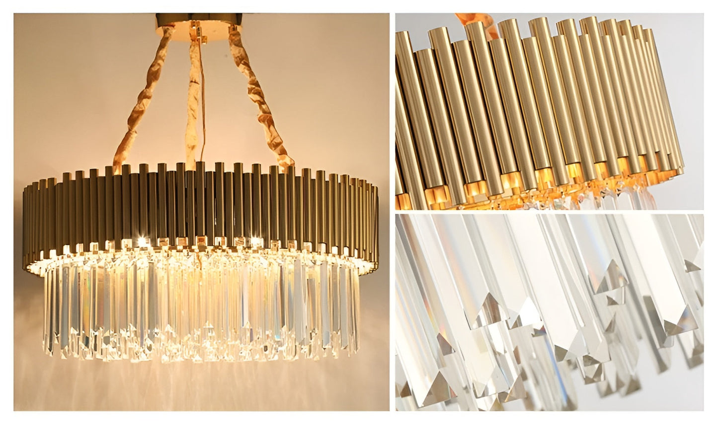 La Neuveville | Drum Gold Crystal Chandelier for Bedroom, 39.4", Cool LightBy Miron Demid LLC