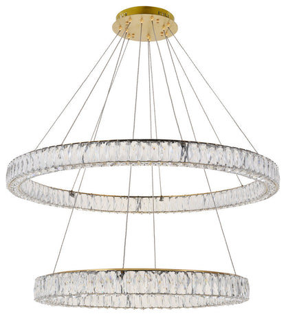 Elegant Lighting 3503D42 Monroe 2 Light 42"W LED Crystal Ring - BlackBy Elegant Furniture & Lighting