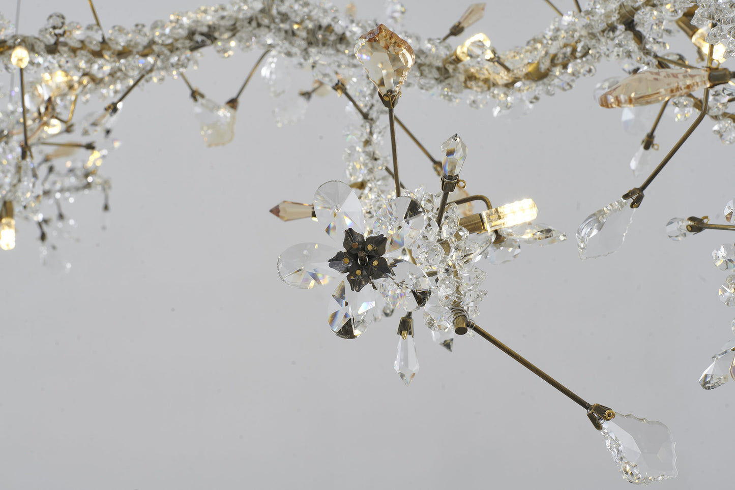 30-Light 70" Gold Stainless Steel Chandelier With Clear and Champagne CrystalsBy Design Living