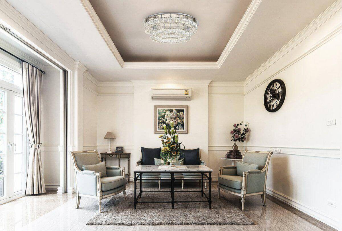 Elegant Lighting Monroe 34" LED Crystal Flush Mount, ChromeBy Elegant Furniture & Lighting