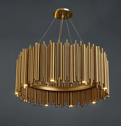 Genappe | Luxury Drum Gold Stainless Steel Chandelier, 19.7"By Miron Demid LLC