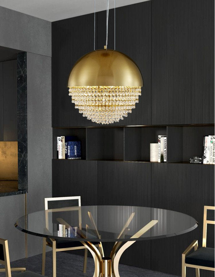 Sestri Levante | Stunning Gold Crystal Ball Chandelier, Dia21.7xh21.7''By Miron Demid LLC