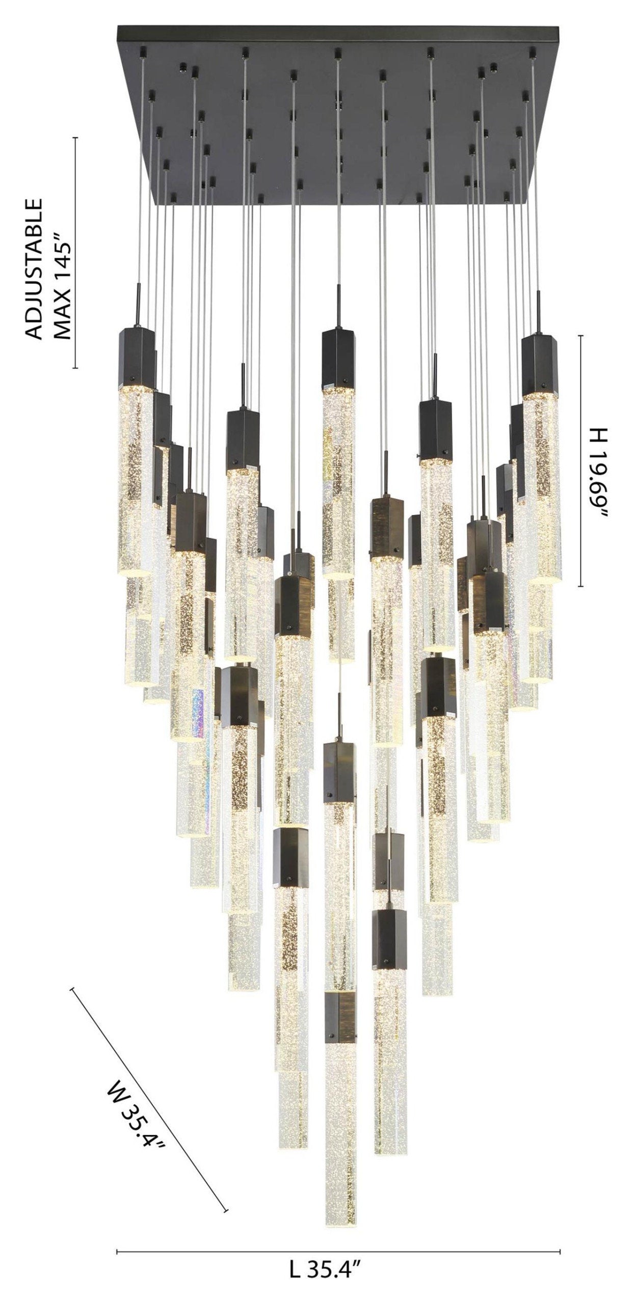 25-Light Black Metal Chandelier With Clear Bubble Crystal AccentsBy Design Living