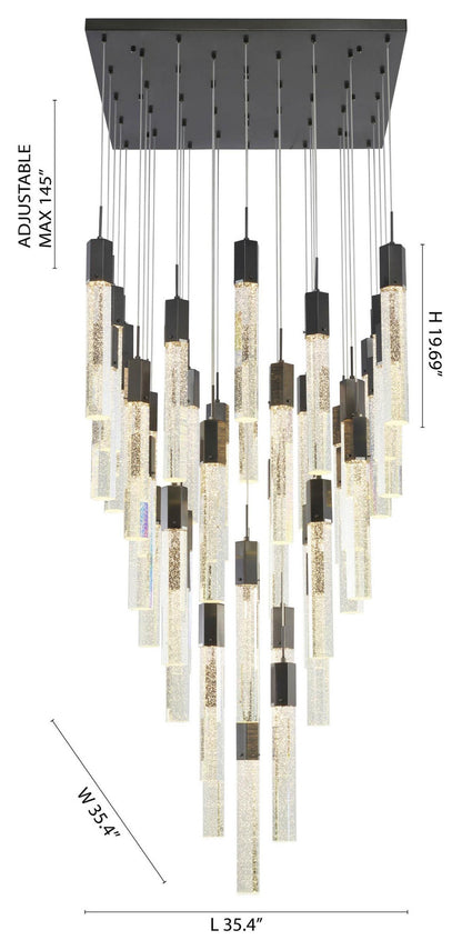 25-Light Black Metal Chandelier With Clear Bubble Crystal AccentsBy Design Living