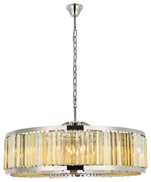 Elegant Lighting 1203G43-GT/RC Chelsea 10 Light 44"W Crystal Drum - PolishedBy Elegant Furniture & Lighting