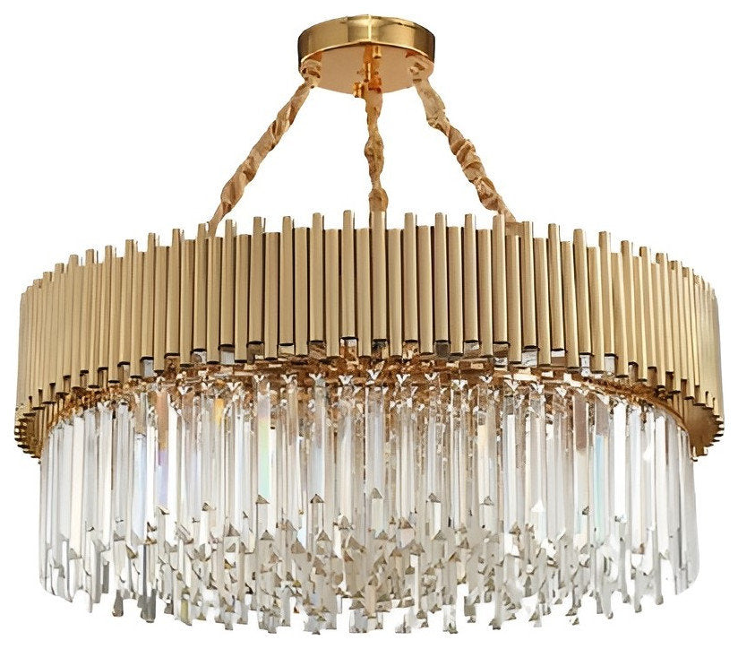 La Neuveville | Drum Gold Crystal Chandelier for Bedroom, 39.4", Cool LightBy Miron Demid LLC