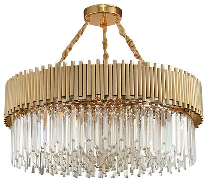 La Neuveville | Drum Gold Crystal Chandelier for Bedroom, 39.4", Cool LightBy Miron Demid LLC