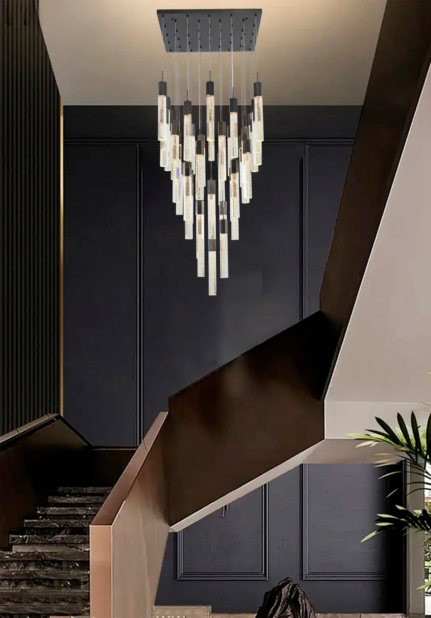 25-Light Black Metal Chandelier With Clear Bubble Crystal AccentsBy Design Living