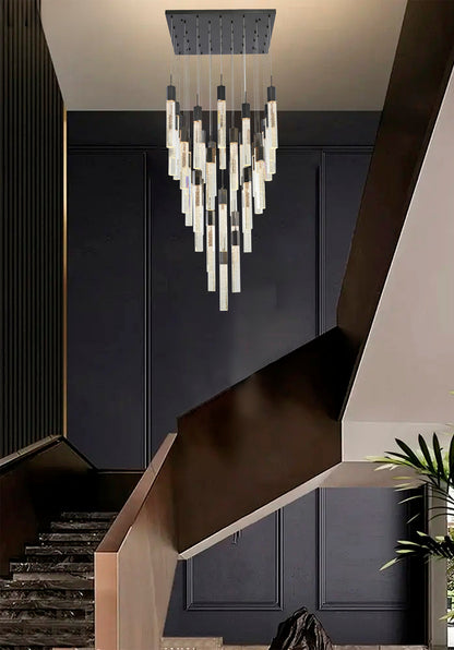 25-Light Black Metal Chandelier With Clear Bubble Crystal AccentsBy Design Living