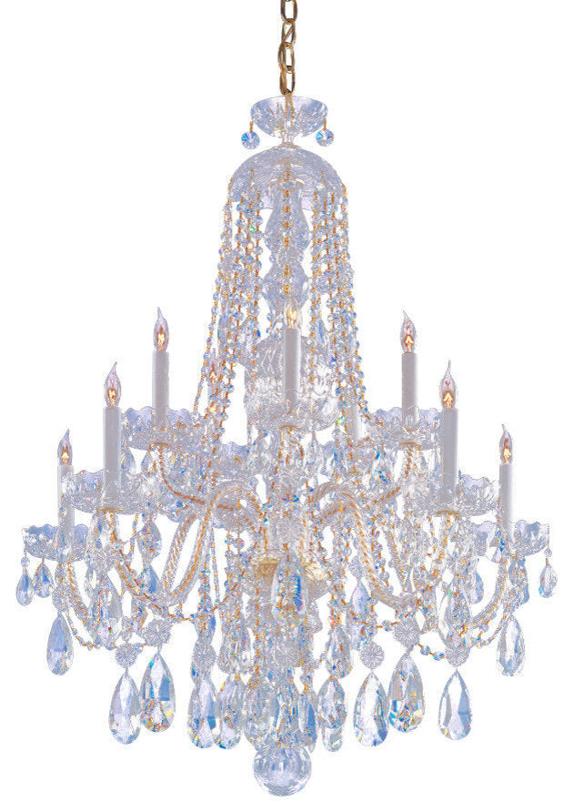 Traditional Crystal 10 Light Spectra Crystal Brass ChandelierBy Crystorama Lighting