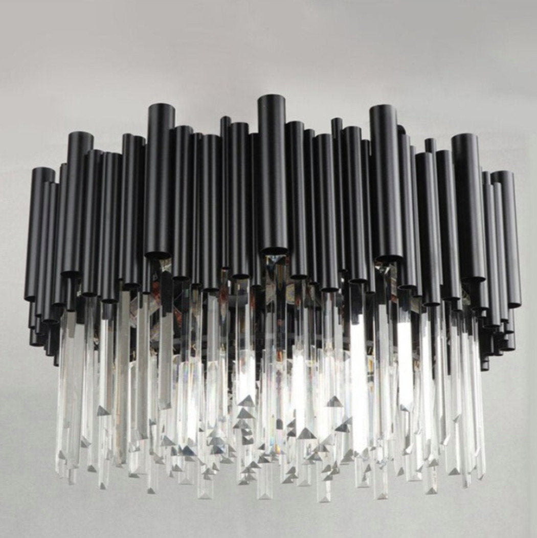 Vigo Crystal Ceiling Chandelier, Diameter 32"By Morsale.com