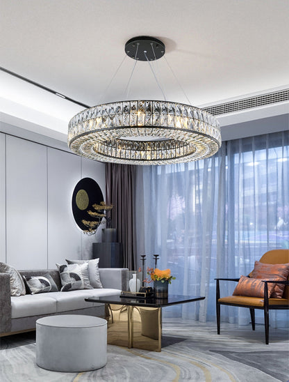 Inzago | Luxury Hanging Black Crystal Chandelier For Living Room, Dining Room, Dia31.5xh4.7", Cool Light, Non-DimmableBy Miron Demid LLC