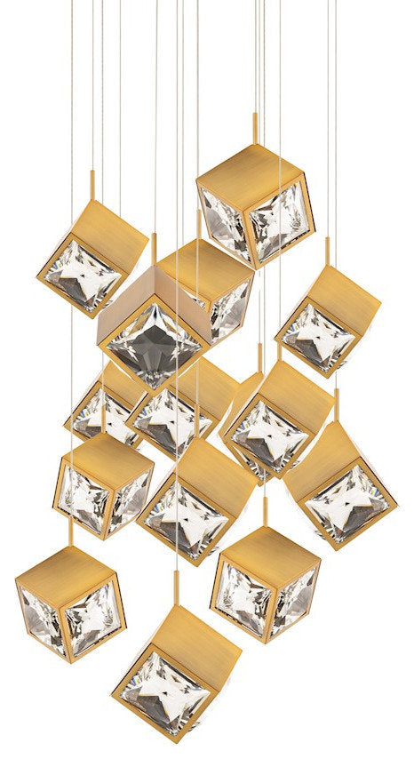 dweLED Ice Cube 15-Light Round Multi LED Pendant 27-30-35-40K, BrassBy WAC Lighting
