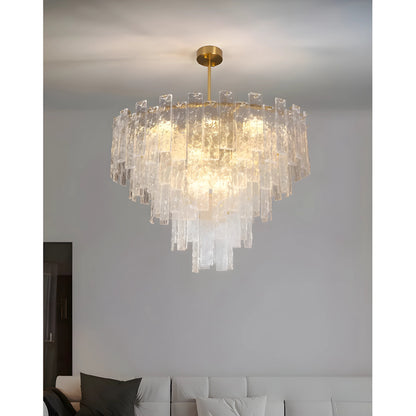 Torhout | Rectangle/Round Frosted Glass Hanging Chandelier for Living Room, Dia31.5", Warm Light / Non-DimmableBy Miron Demid LLC