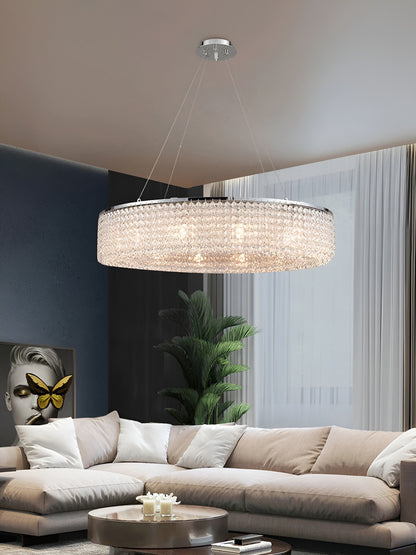 Algund | Round Gold/Chrome Simple LED Crystal Chandelier For Living Room, Dia39.4"By Miron Demid LLC