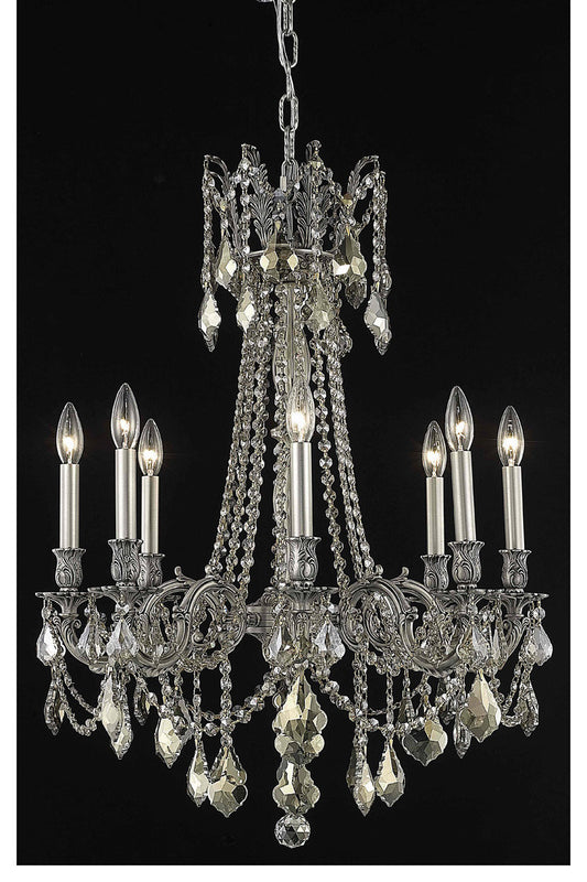 Rosalia 8 Light Mini Chandelier, Pewter, Golden Teak, Royal CutBy Elegant Furniture & Lighting