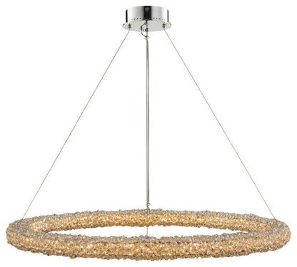 Lina 38x2" 1-Light Contemporary Large Pendants, Polished ChromeBy Allegri Crystal by Kalco Lighting