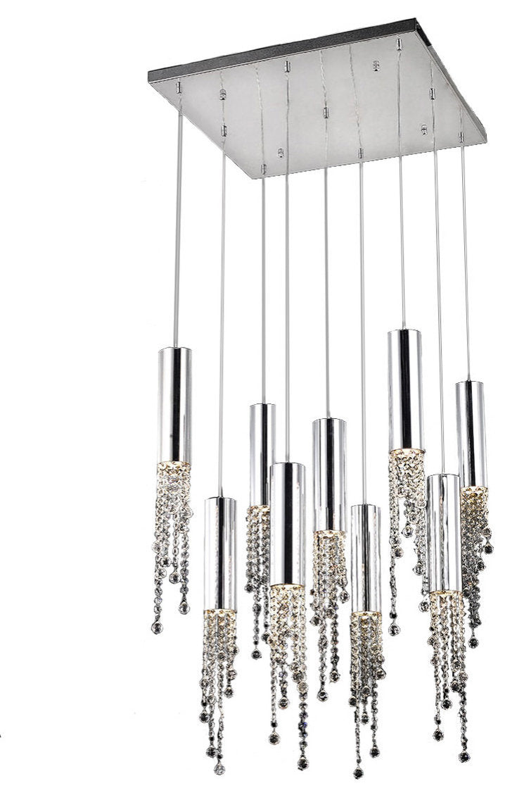 Monterosso | Hanging Crystal Light Fixture, Chrome, 12 Lights, Cool Light 6000kBy Miron Demid LLC