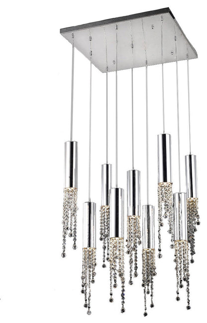 Monterosso | Hanging Crystal Light Fixture, Chrome, 12 Lights, Cool Light 6000kBy Miron Demid LLC