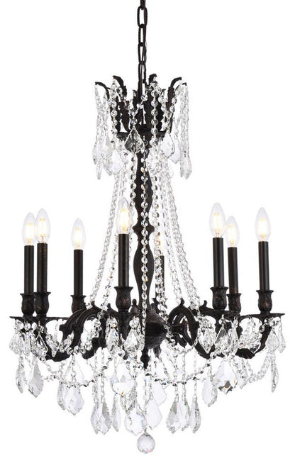 Elegant Lighting Rosalia 8-Light Crystal Chandelier, Dark Bronze, Royal Cut, CleBy Elegant Furniture & Lighting