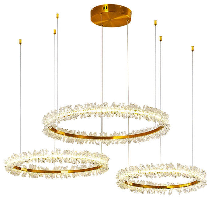 Versoix | Creative Crystal LED Pendant Light in the Shape of Rings, Dia15.7+23.6+31.5", Cool LightBy Miron Demid LLC