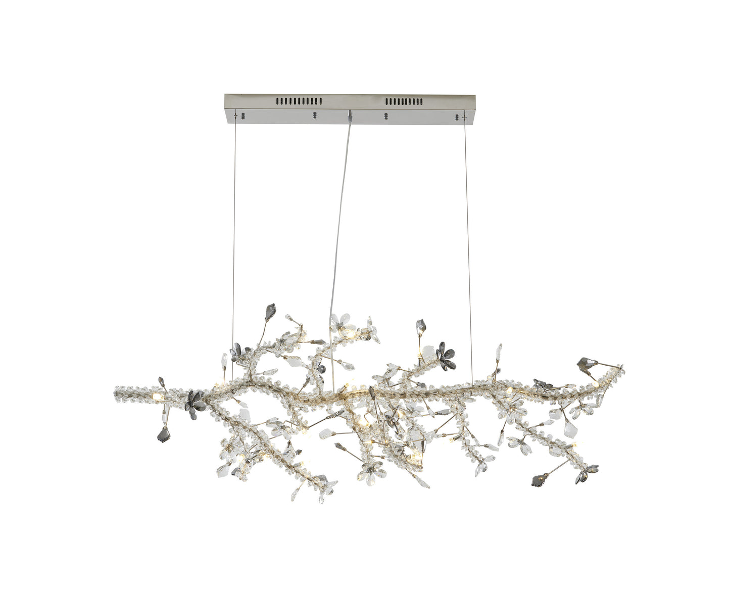 Smoke and Clear Crystal Branch Light Fixture With Clear Beaded Crystal BranchesBy Design Living