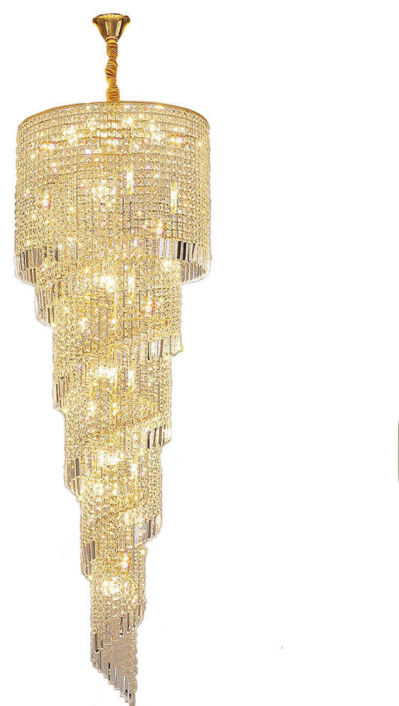 Crystal and Gold Luxury Cascading Staircase Chandelier, 27.6''By Miron Demid LLC