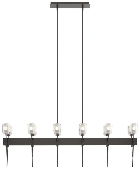 Echo 48" Wide 12-Light Oil Rubbed Bronze Linear Pendant w/ Cast Glass