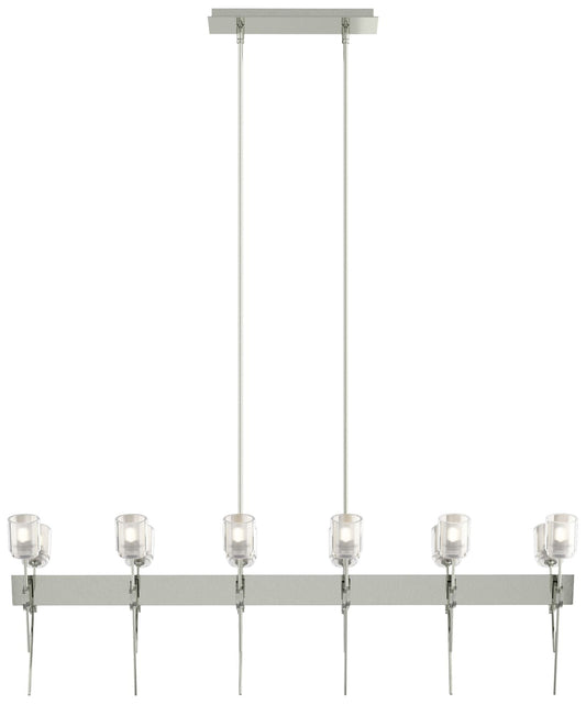 Echo 48" Wide 12-Light Sterling Linear Pendant With Cast Glass Shade