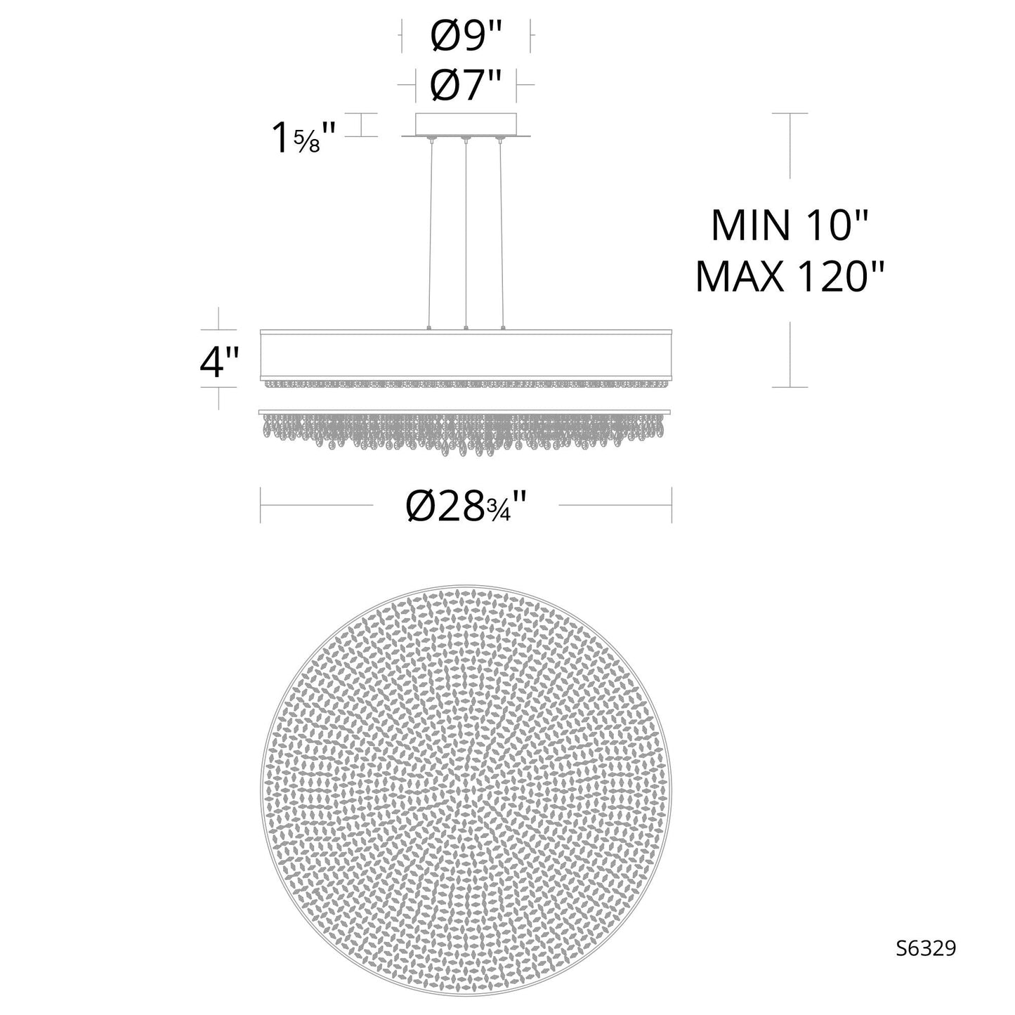 Eclyptix LED 6.5"H x 28.8"W 1-Light Crystal Pendant in Pol Stainl
