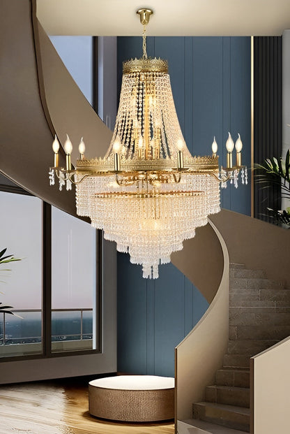 Opio | Classical Large Crystal Candle Ceiling Chandelier, Gold, Dia23.6" H34.6", Non-Dimmable, Cool LightBy Miron Demid LLC