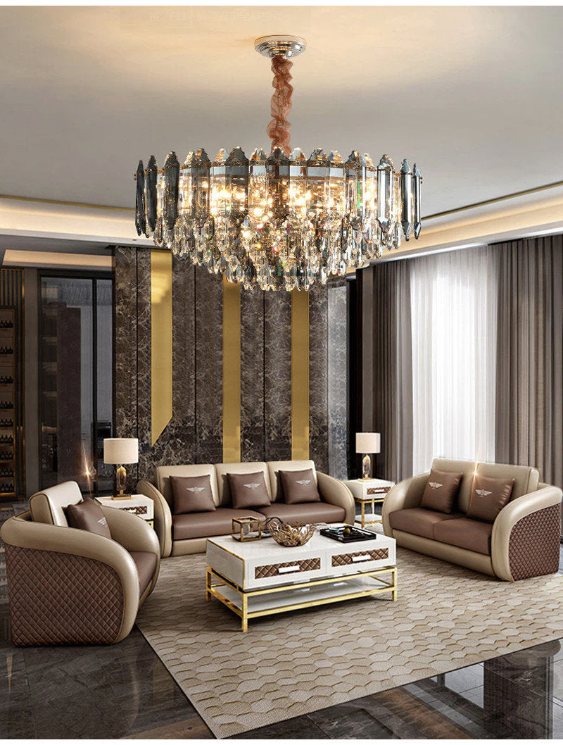 Crystal round chandelier for contemporary  living room, bedroom., 31.5''By Miron Demid LLC