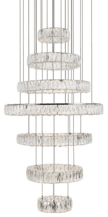 Elegant Lighting 3503G34 Monroe 7 Light 34"W LED Crystal Ring - ChromeBy Elegant Furniture & Lighting