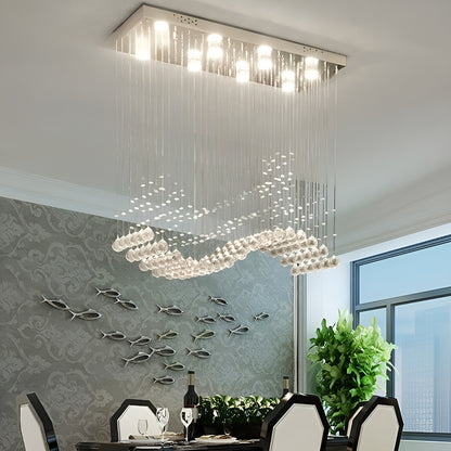 Agropoli | Luxury Rectangle LED Crystal Lamp for Dining Room, L47.2xw9.8xh39.4", Warm LightBy Miron Demid LLC