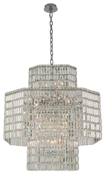 Allegri Livelli 20 Light 34" Pendant, Polished Chrome With Firenze CrystalBy Allegri Crystal by Kalco Lighting