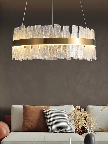 Kortrijk | Round Gold Glass Led Chandelier for Bedroom, Medium - Dia23.6" / 60cmBy Miron Demid LLC