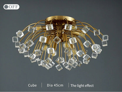 Aggius | Colorful Crystal Led Round Ceiling Chandelier, 23.6", SquareBy Miron Demid LLC