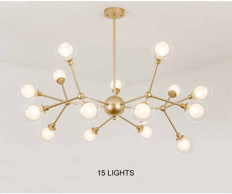 Cabiate | Glass Globe Shaped Chandelier for Bedroom, 15 Lights, Warm LightBy Miron Demid LLC